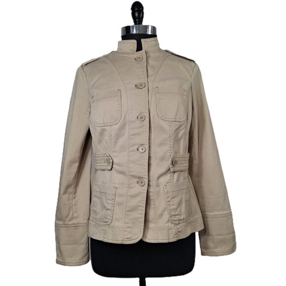 Jessica Sport Y2K Vintage Military Safari Cargo Jacket Blazer Sz 12 Khaki Travel - Picture 2 of 16